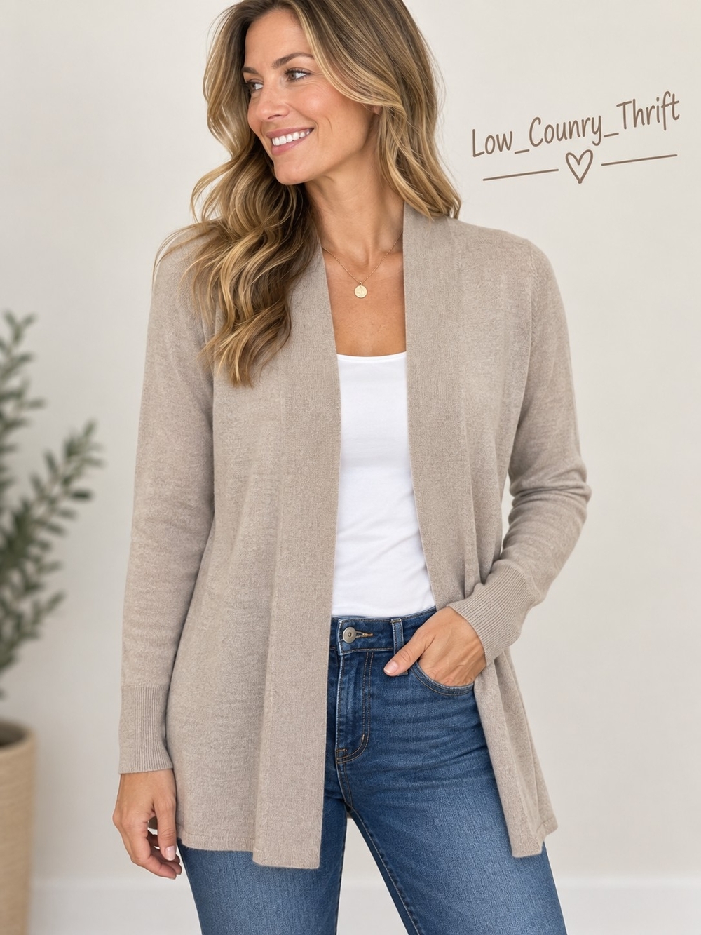 Talbots Pure Italian Merino Wool Cardigan Women's S Beige Open Front